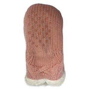 NEW Nordstrom Girls Pink Cable Knit Fleece Lined Mittens Grip New Without‎ Tags